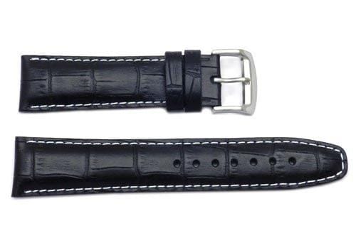 Citizen Black Leather Carbon Style 22mm Watch Strap compatible