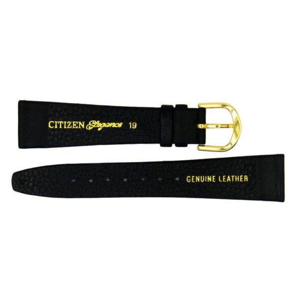 Citizen Black Flat Smooth Leather 19mm Strap Compatible